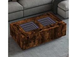 Mesa De Centro| Mesa de centro | Mesa de apoio luzes LED Infinity 116x69x40 cm carvalho fumado Castanho