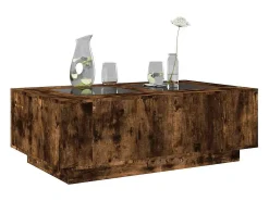 Mesa De Centro| Mesa de centro | Mesa de apoio luzes LED Infinity 116x69x40 cm carvalho fumado Castanho