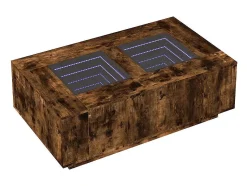 Mesa De Centro| Mesa de centro | Mesa de apoio luzes LED Infinity 116x69x40 cm carvalho fumado Castanho