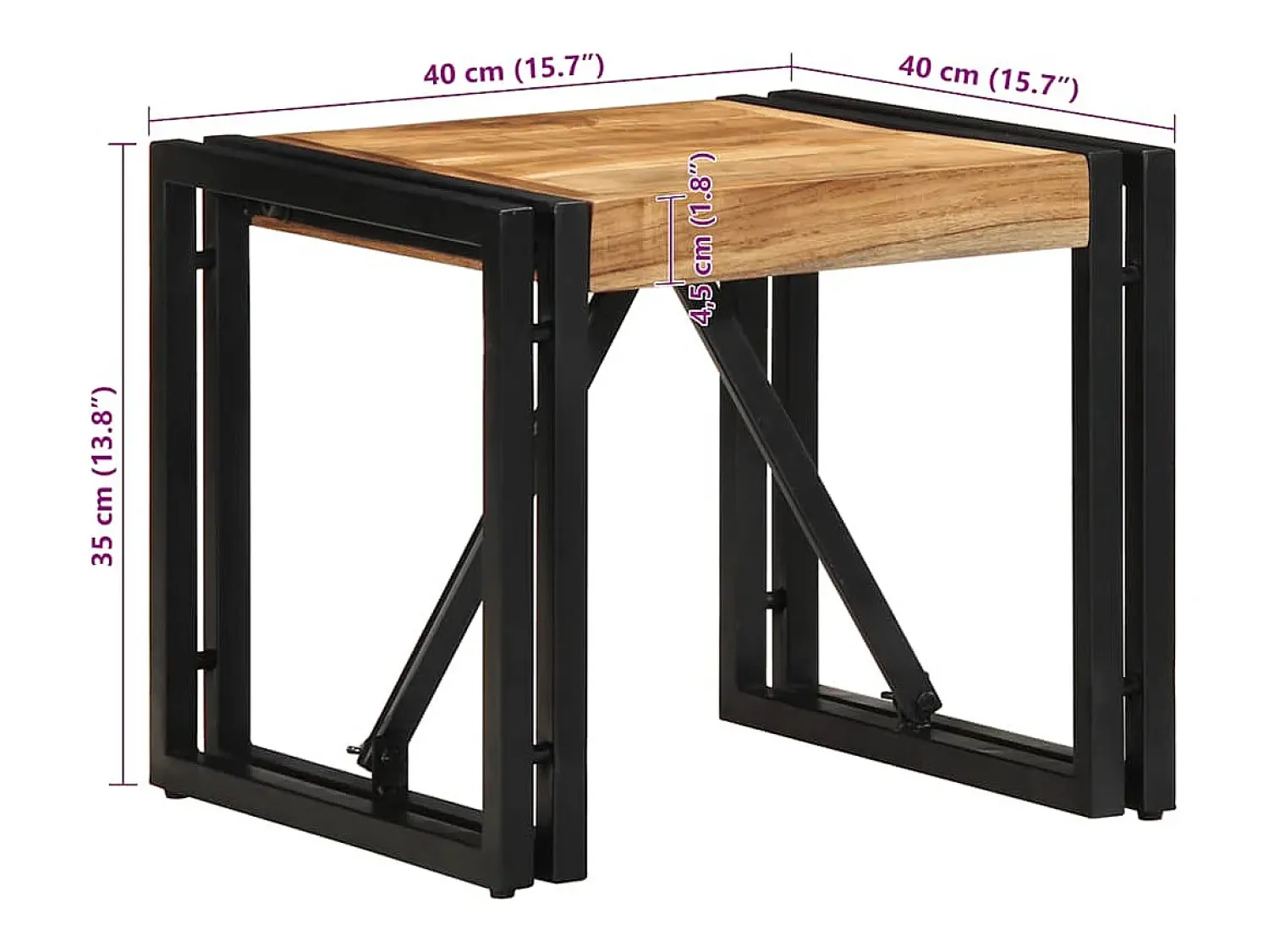 New Mesa de centro | Mesa de apoio | Mesa de café 40x40x35 cm madeira de acácia maciça Castanho