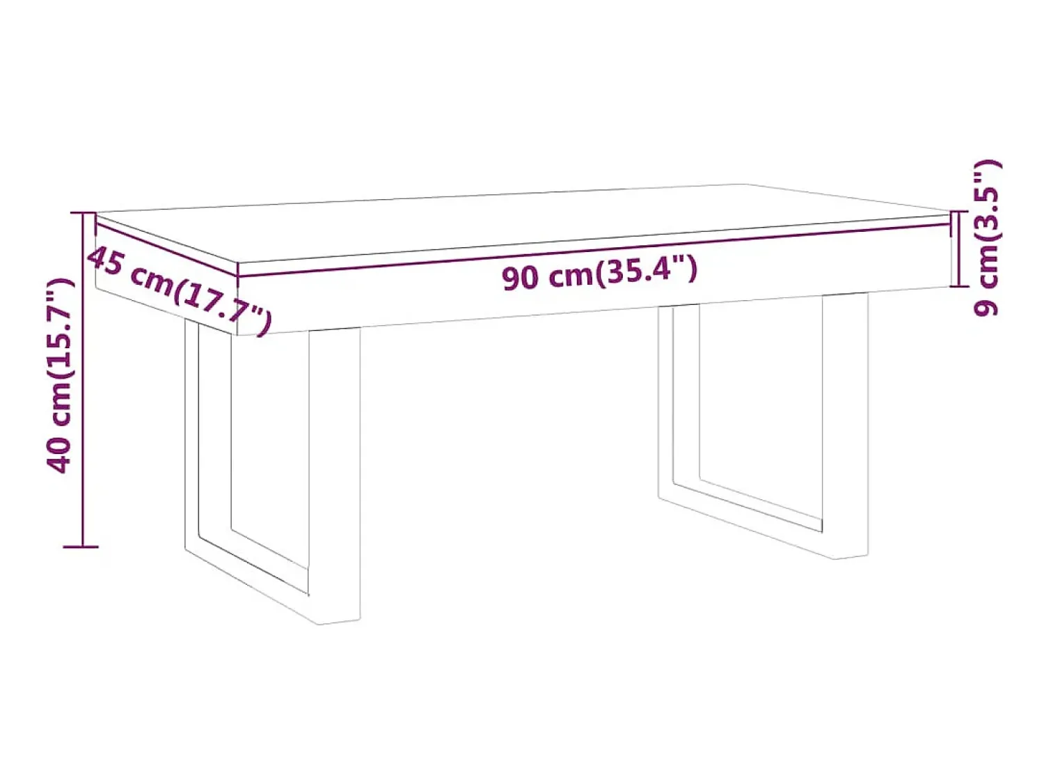 Mesa de centro | Mesa de apoio 90x45x40 cm MDF e ferro -escuro e preto^ Mesa De Centro
