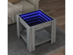 Discount Mesa de centro | Mesa de apoio c/ LEDs 53x53x45 cm derivados de madeira Cinzento