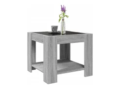 Discount Mesa de centro | Mesa de apoio c/ LEDs 53x53x45 cm derivados de madeira Cinzento