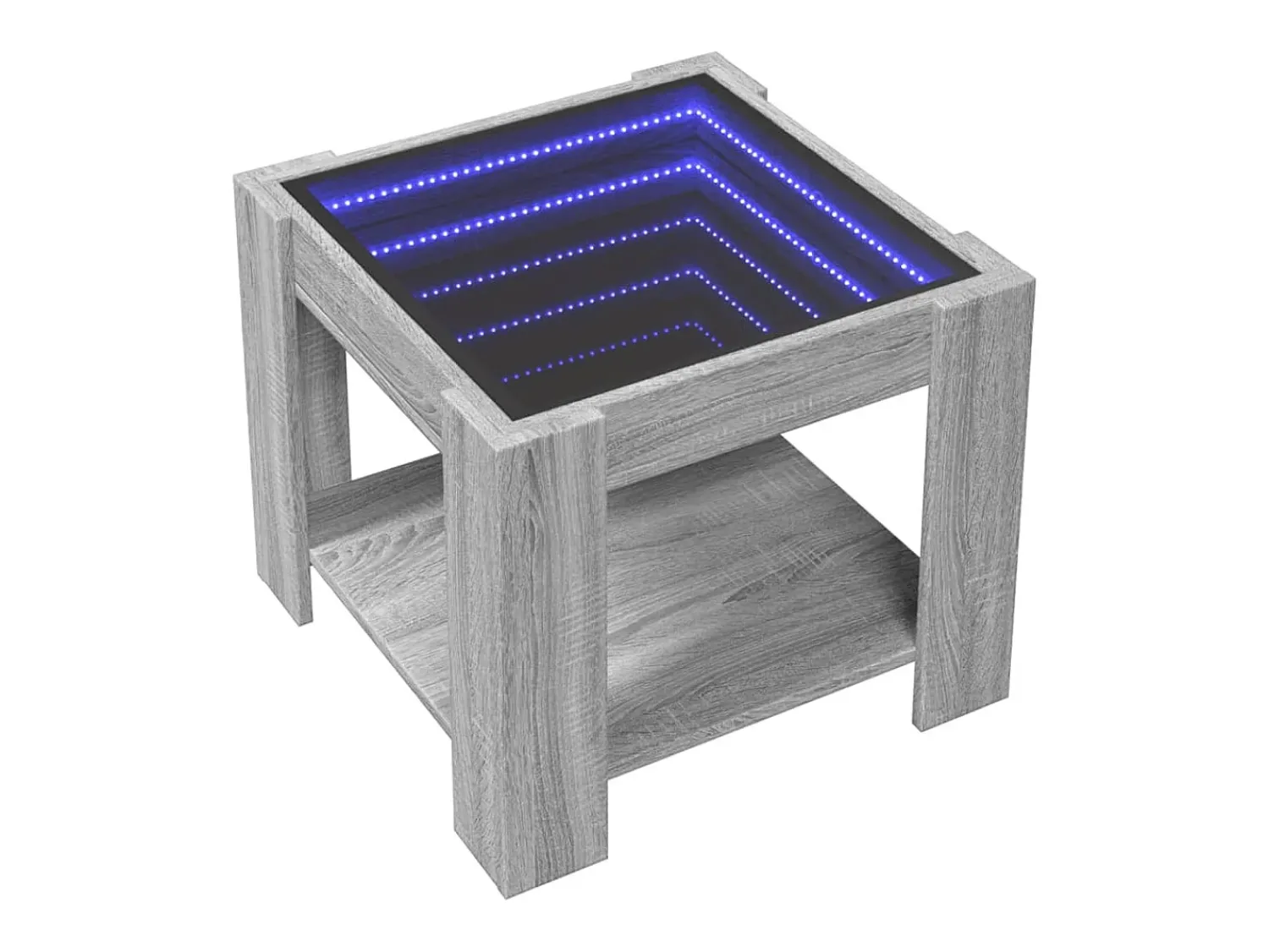 Discount Mesa de centro | Mesa de apoio c/ LEDs 53x53x45 cm derivados de madeira Cinzento