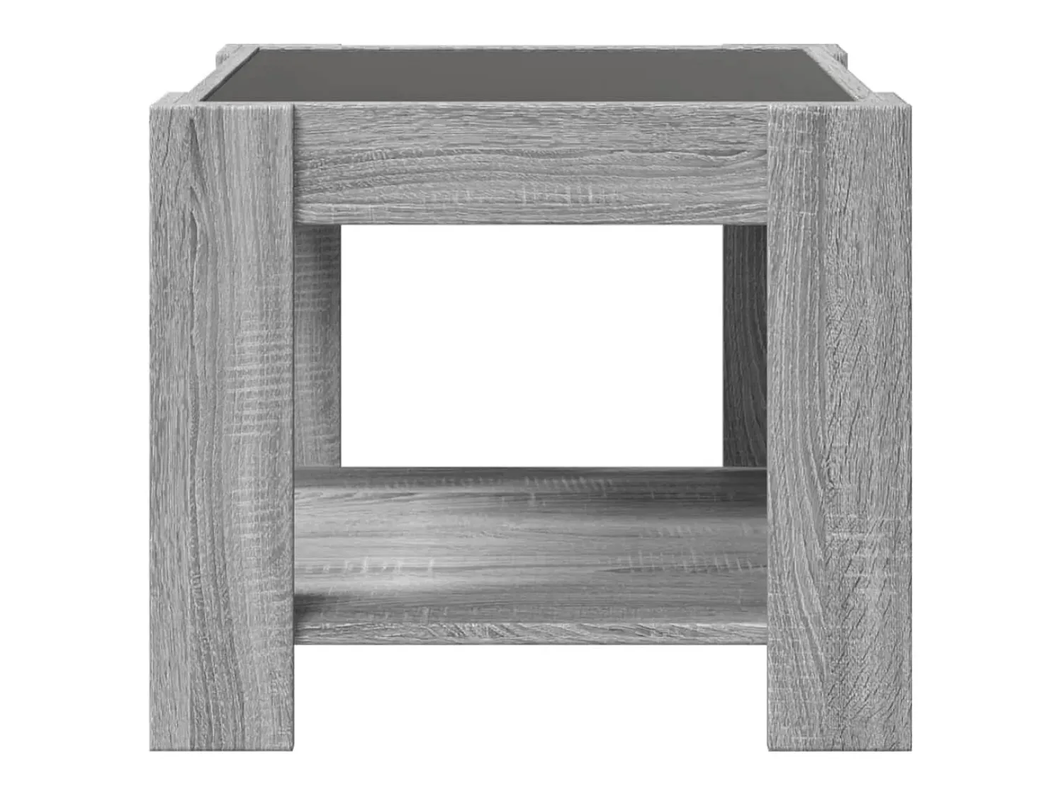 Discount Mesa de centro | Mesa de apoio c/ LEDs 53x53x45 cm derivados de madeira Cinzento