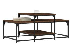 New Mesa de centro | Mesa de apoio 102x60x45 cm derivados madeira carvalho Castanho