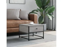 Mesa de centro | Mesa de apoio 51x51x40 cm derivados de madeira cinza sonoma^ Mesa De Centro