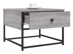 Mesa de centro | Mesa de apoio 51x51x40 cm derivados de madeira cinza sonoma^ Mesa De Centro