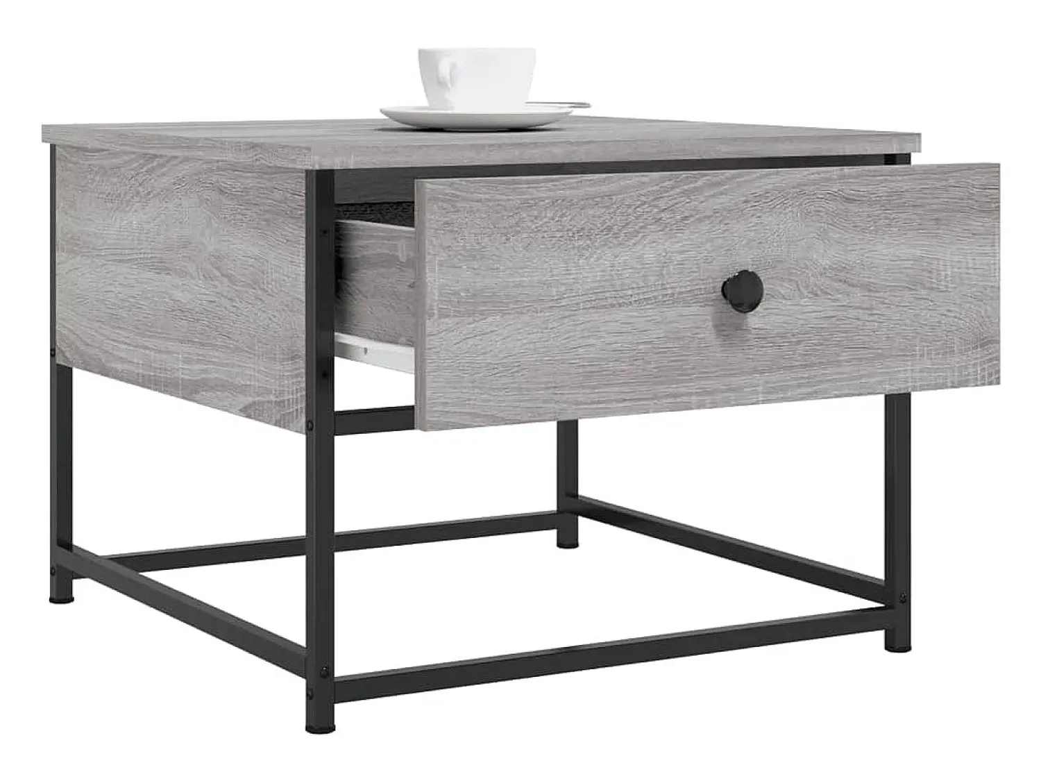 Mesa de centro | Mesa de apoio 51x51x40 cm derivados de madeira cinza sonoma^ Mesa De Centro