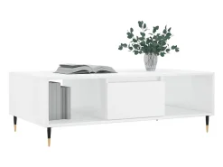 New Mesa de centro | Mesa de apoio 104x60x35 cm derivados madeira brilhante Branco