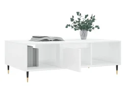 New Mesa de centro | Mesa de apoio 104x60x35 cm derivados madeira brilhante Branco