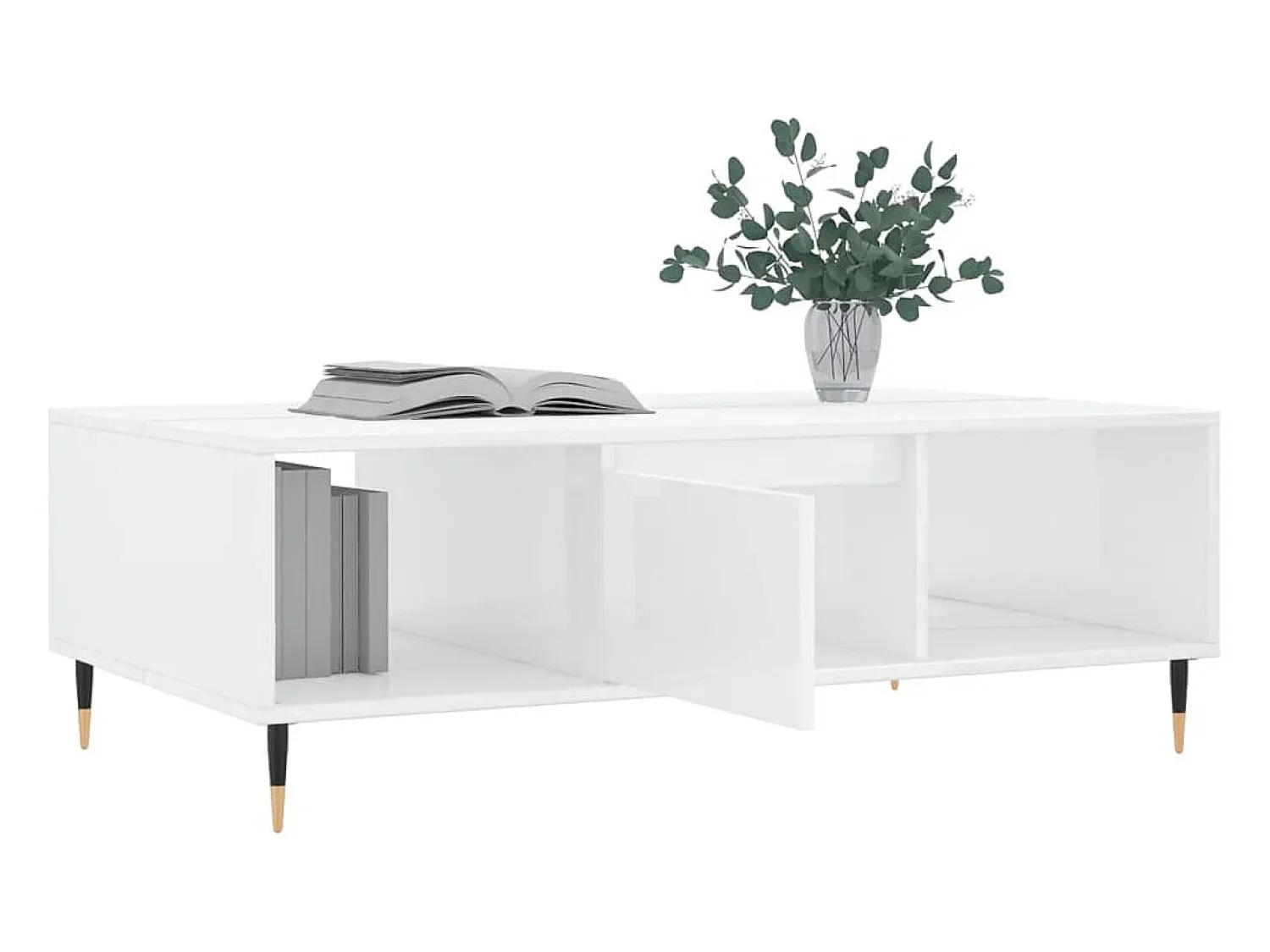 New Mesa de centro | Mesa de apoio 104x60x35 cm derivados madeira brilhante Branco