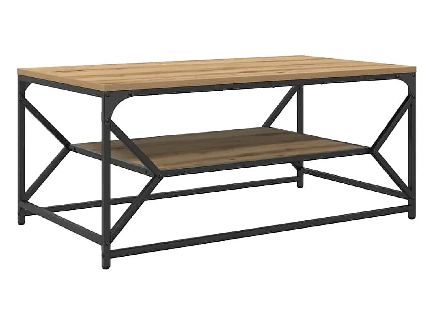 Mesa De Centro| Mesa de centro | Mesa de apoio | Mesa de café carvalho artisiano 90x50x40 cm Castanho