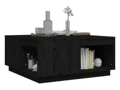 Mesa De Centro| Mesa de centro | Mesa de apoio 80x81x36.5 cm madeira de pinho maciça Preto