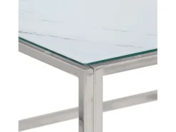 Mesa de centro | Mesa de apoio | Mesa de café aço inoxidável e vidro temperado^ Mesa De Centro