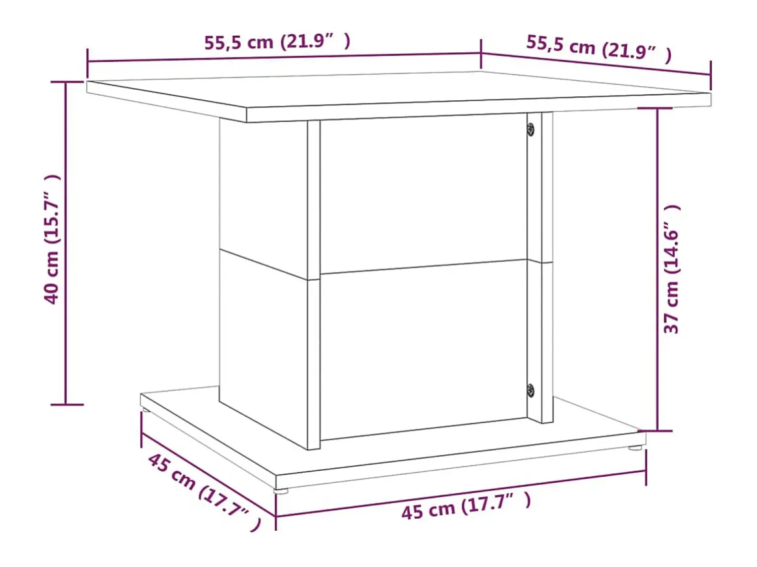 Mesa De Centro* Mesa de centro | Mesa de apoio 55.5x55.5x40 cm derivados madeira cinza-cimento Cinzento