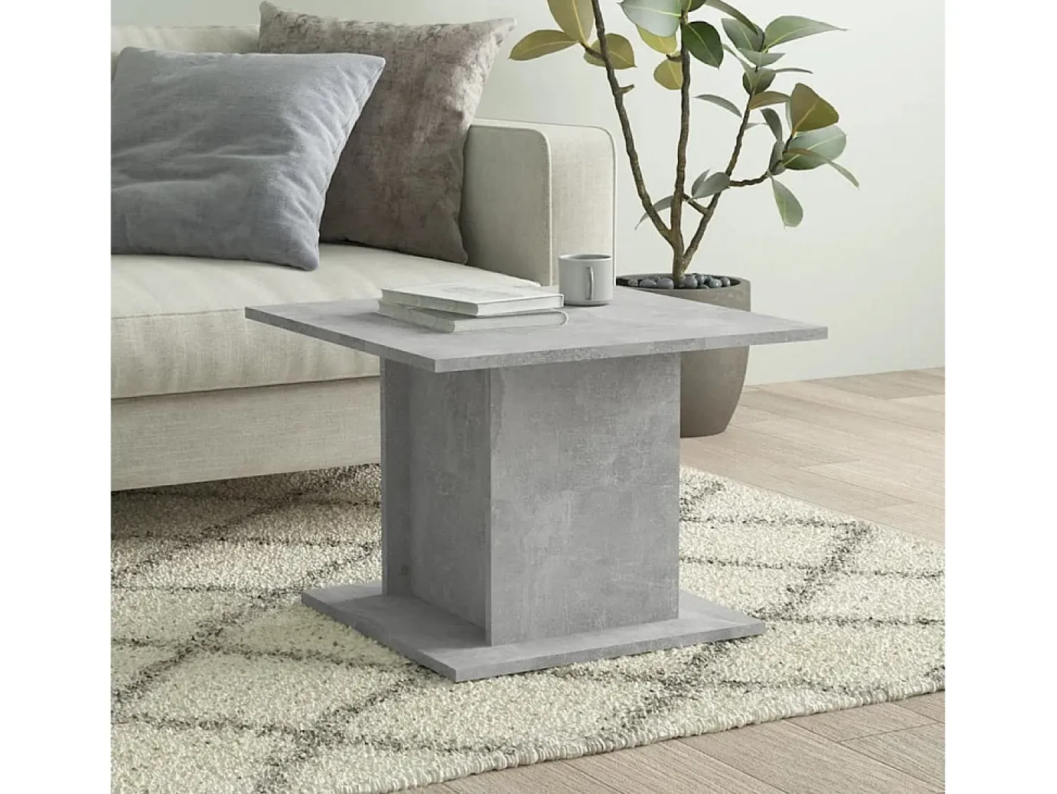 Mesa De Centro* Mesa de centro | Mesa de apoio 55.5x55.5x40 cm derivados madeira cinza-cimento Cinzento