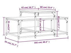 Mesa De Centro* Mesa de centro | Mesa de apoio 102x60x45 cm derivados madeira carvalho fumado Castanho