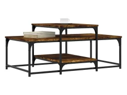 Mesa De Centro* Mesa de centro | Mesa de apoio 102x60x45 cm derivados madeira carvalho fumado Castanho