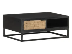 Mesa De Centro* Mesa de centro | Mesa de apoio | Mesa de café 90x60x35 cm madeira de mangueira maciça Preto
