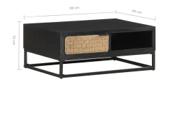 Mesa De Centro* Mesa de centro | Mesa de apoio | Mesa de café 90x60x35 cm madeira de mangueira maciça Preto