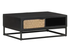 Mesa De Centro* Mesa de centro | Mesa de apoio | Mesa de café 90x60x35 cm madeira de mangueira maciça Preto