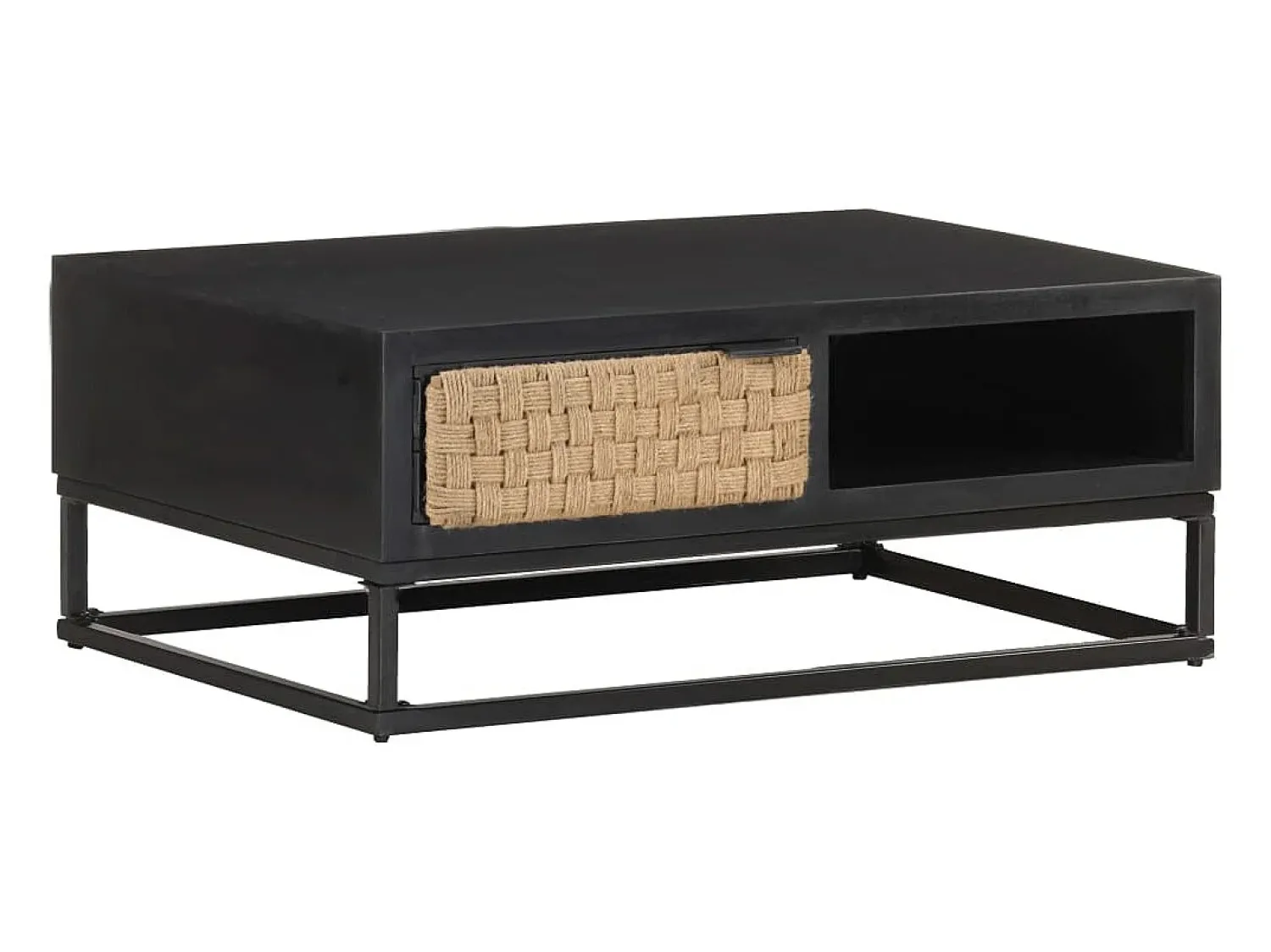Mesa De Centro* Mesa de centro | Mesa de apoio | Mesa de café 90x60x35 cm madeira de mangueira maciça Preto
