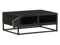 Mesa De Centro* Mesa de centro | Mesa de apoio | Mesa de café 90x60x35 cm madeira de mangueira maciça Preto