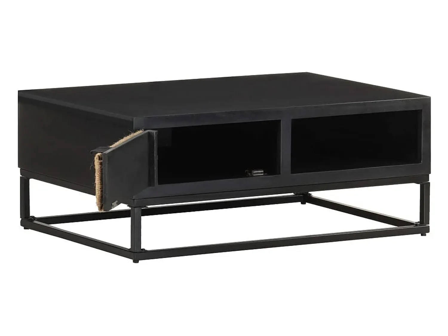 Mesa De Centro* Mesa de centro | Mesa de apoio | Mesa de café 90x60x35 cm madeira de mangueira maciça Preto