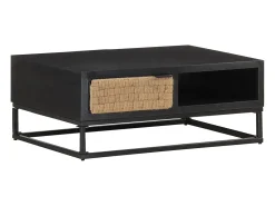 Mesa De Centro* Mesa de centro | Mesa de apoio | Mesa de café 90x60x35 cm madeira de mangueira maciça Preto