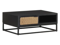 Mesa De Centro* Mesa de centro | Mesa de apoio | Mesa de café 90x60x35 cm madeira de mangueira maciça Preto