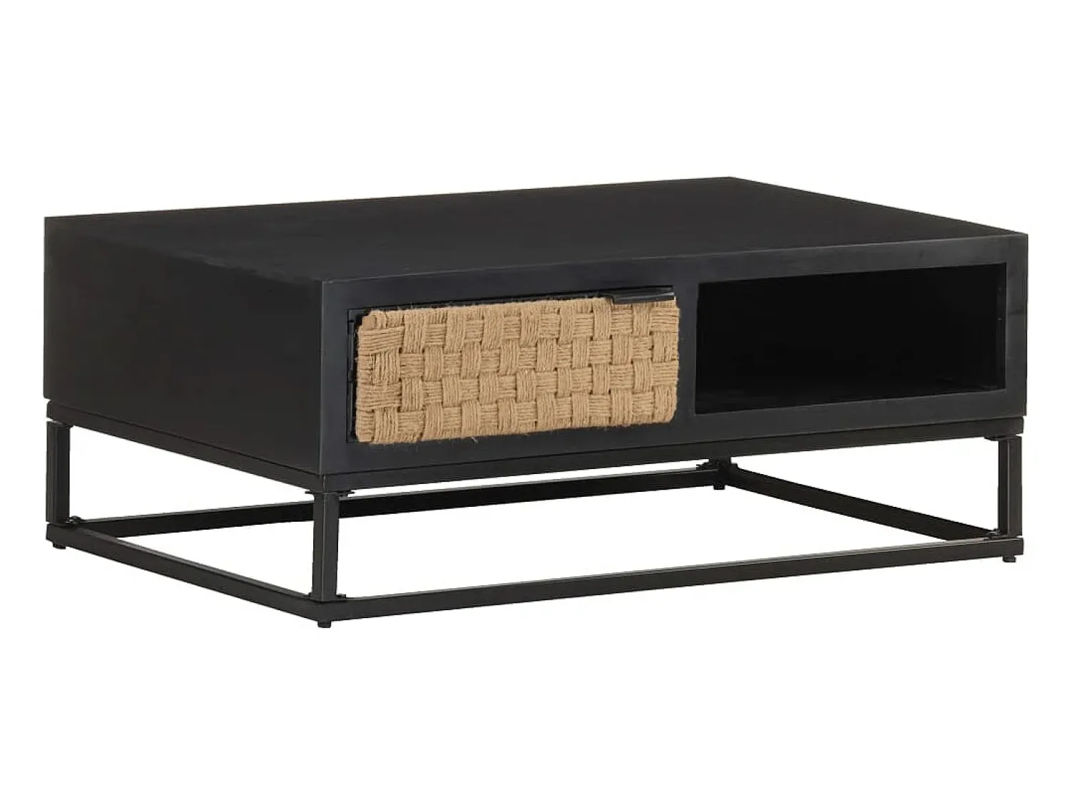 Mesa De Centro* Mesa de centro | Mesa de apoio | Mesa de café 90x60x35 cm madeira de mangueira maciça Preto