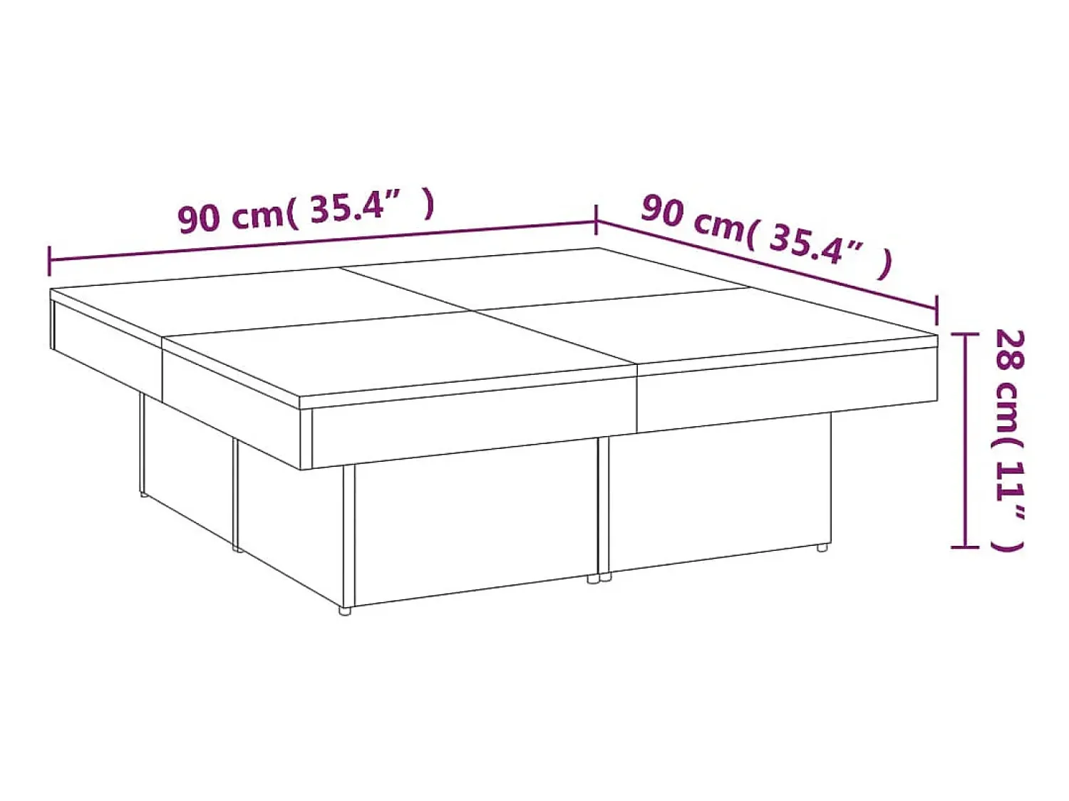 Mesa de centro | Mesa de apoio 90x90x28 cm derivados madeira sonoma^ Mesa De Centro