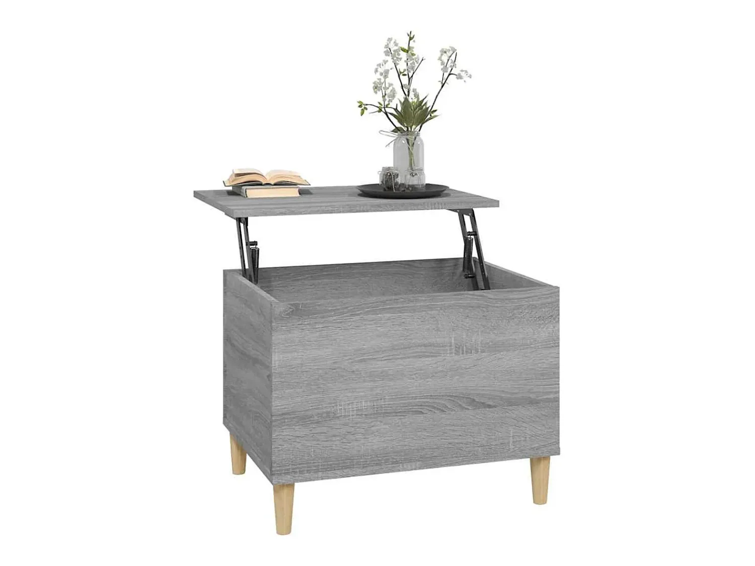 Mesa De Centro| Mesa de centro | Mesa de apoio 60x44.5x45 cm derivados de madeira cinza sonoma Cinzento
