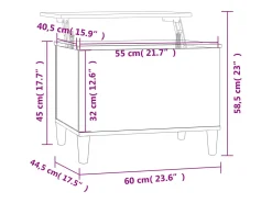 Mesa De Centro| Mesa de centro | Mesa de apoio 60x44.5x45 cm derivados de madeira cinza sonoma Cinzento