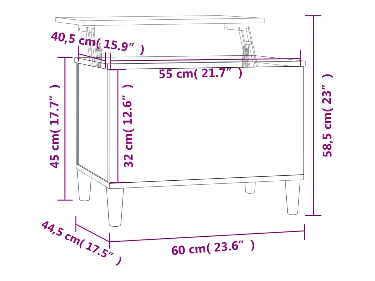 Mesa De Centro| Mesa de centro | Mesa de apoio 60x44.5x45 cm derivados de madeira cinza sonoma Cinzento