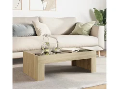 Mesa De Centro| Mesa de centro | Mesa de apoio luzes LED Infinity 90x50x30 cm carvalho sonoma Castanho
