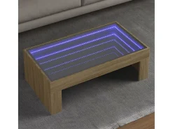 Mesa De Centro| Mesa de centro | Mesa de apoio luzes LED Infinity 90x50x30 cm carvalho sonoma Castanho