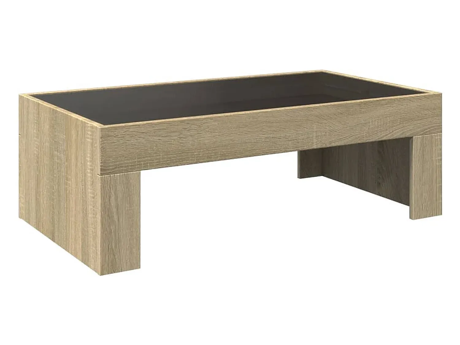 Mesa De Centro| Mesa de centro | Mesa de apoio luzes LED Infinity 90x50x30 cm carvalho sonoma Castanho