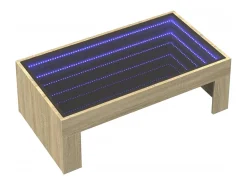 Mesa De Centro| Mesa de centro | Mesa de apoio luzes LED Infinity 90x50x30 cm carvalho sonoma Castanho