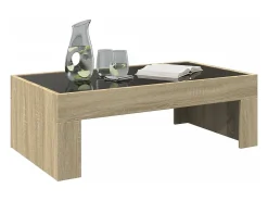 Mesa De Centro| Mesa de centro | Mesa de apoio luzes LED Infinity 90x50x30 cm carvalho sonoma Castanho
