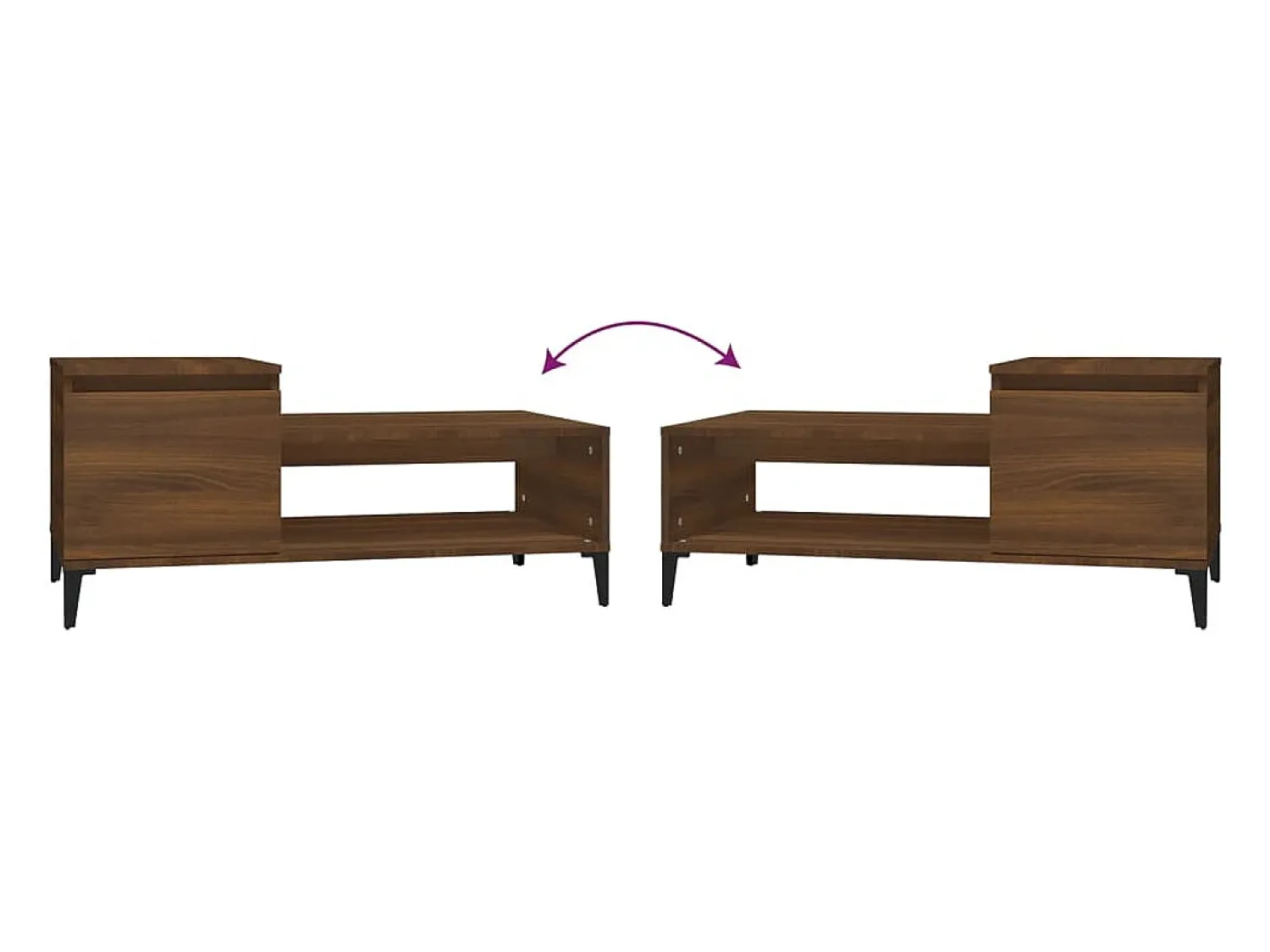 Mesa De Centro* Mesa de centro | Mesa de apoio 100x50x45 cm derivados madeira carvalho Castanho