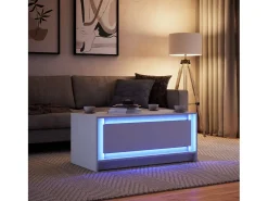 New Mesa de centro | Mesa de apoio com luzes LED derivados de madeira Branco