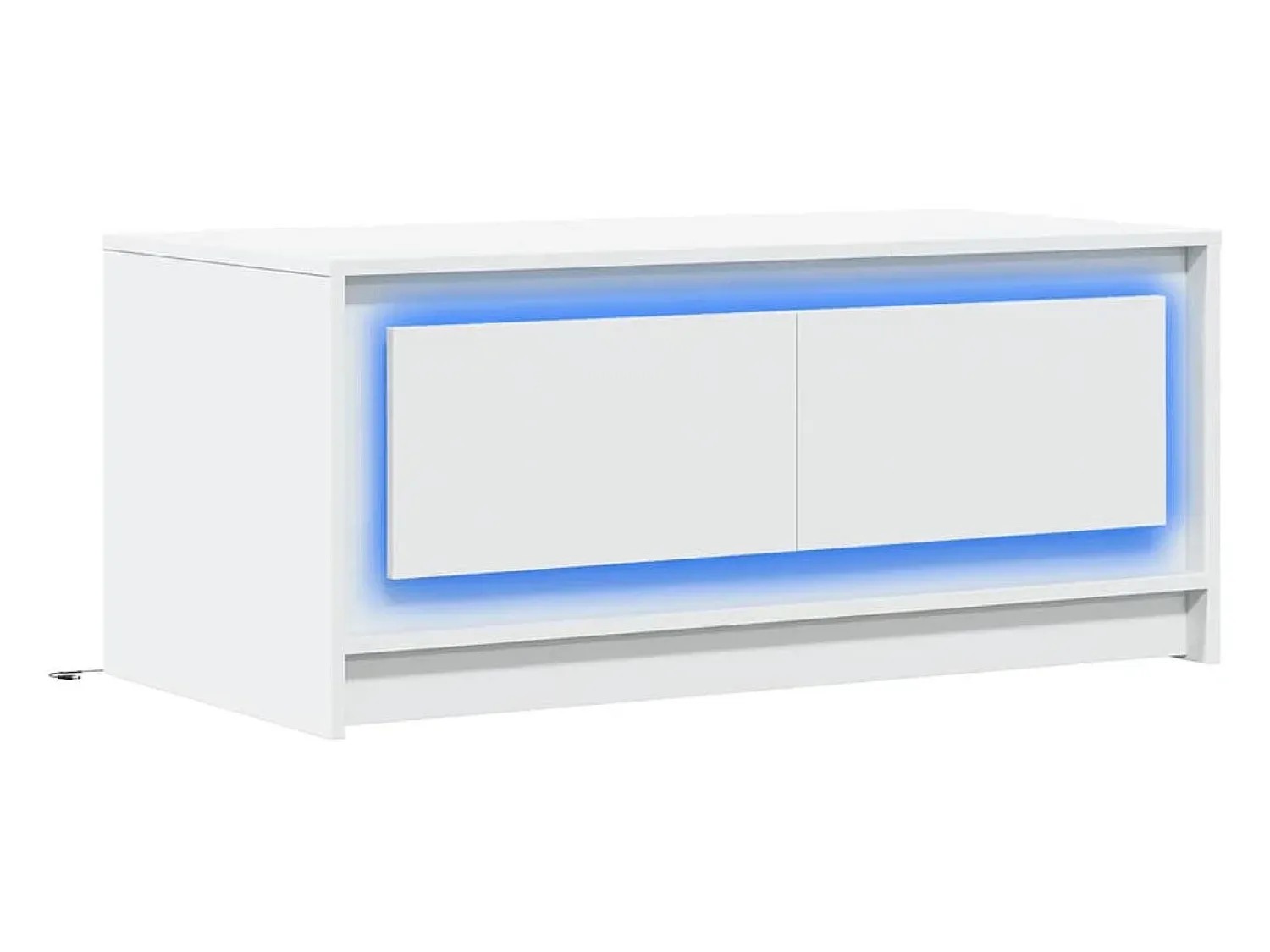 New Mesa de centro | Mesa de apoio com luzes LED derivados de madeira Branco