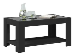 Mesa De Centro* Mesa de centro | Mesa de apoio c/ LEDs 93x53x45 cm madeira processada Preto