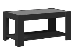 Mesa De Centro* Mesa de centro | Mesa de apoio c/ LEDs 93x53x45 cm madeira processada Preto