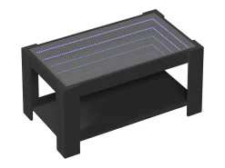 Mesa De Centro* Mesa de centro | Mesa de apoio c/ LEDs 93x53x45 cm madeira processada Preto