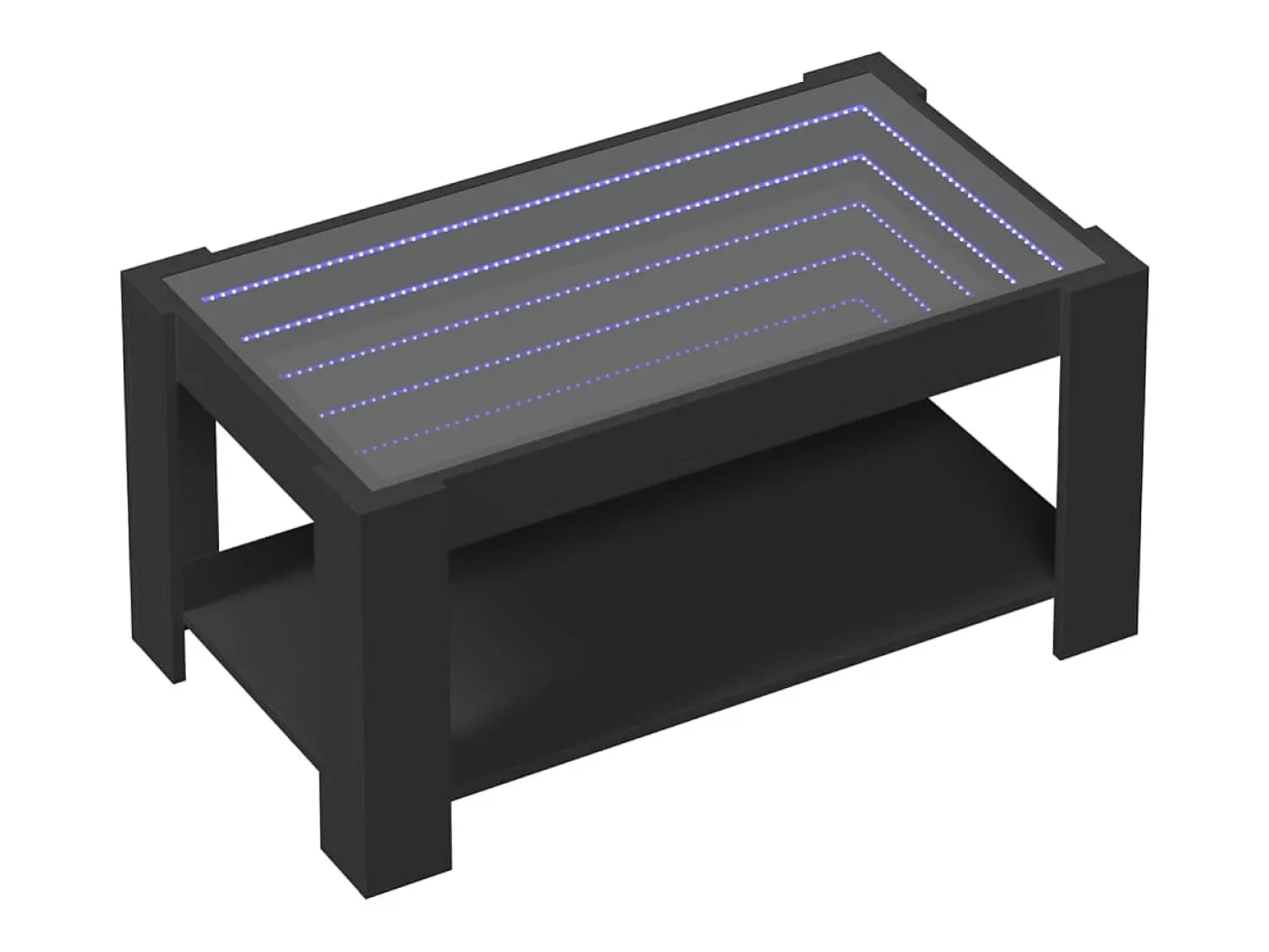 Mesa De Centro* Mesa de centro | Mesa de apoio c/ LEDs 93x53x45 cm madeira processada Preto
