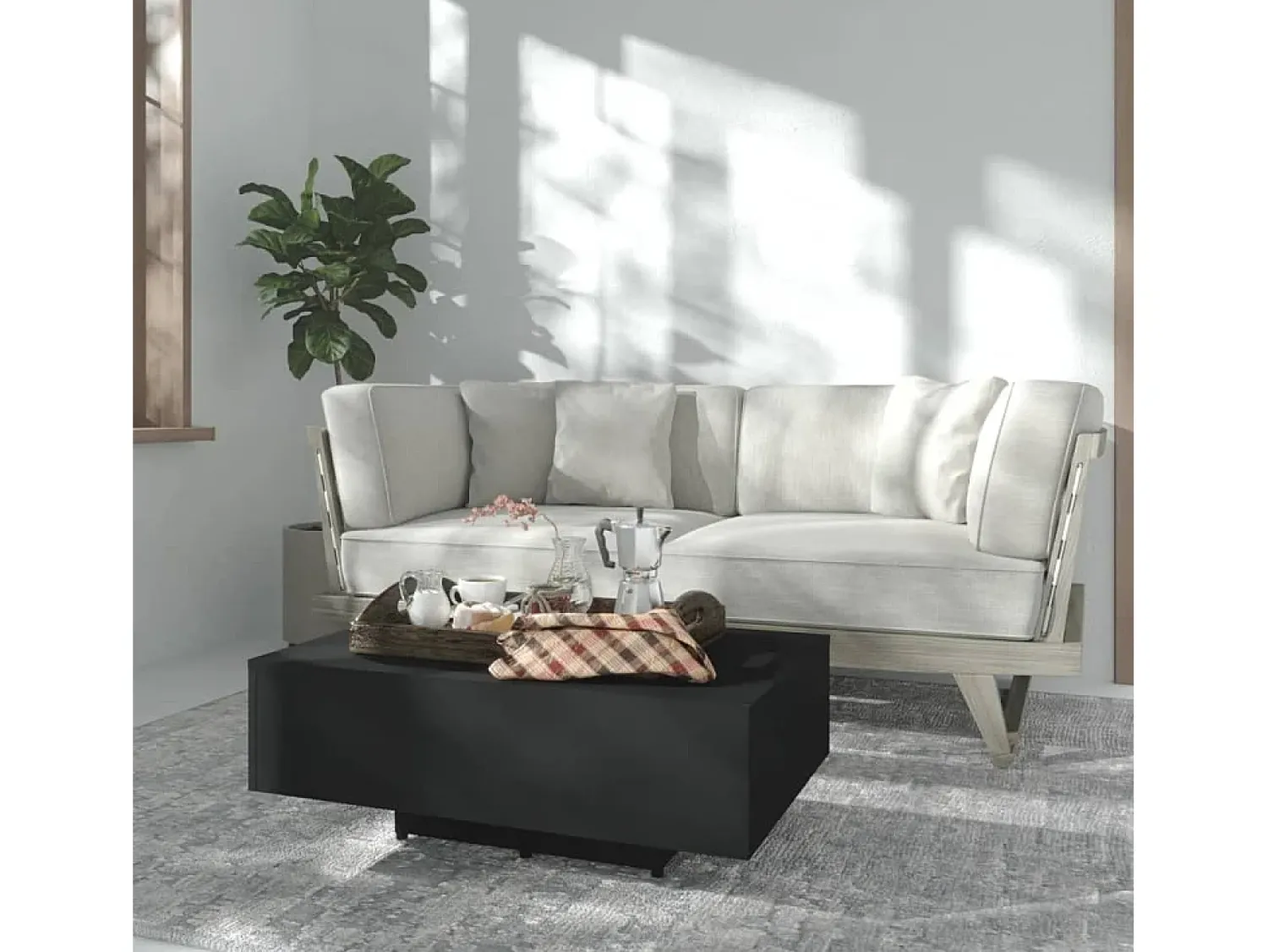 Clearance Mesa de centro | Mesa de apoio 85x55x31 cm derivados de madeira Preto