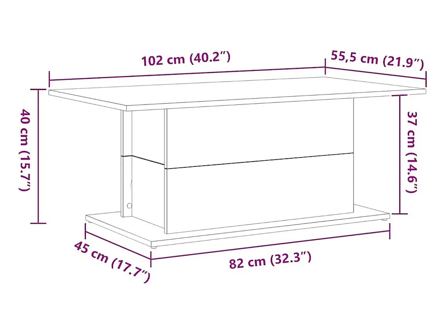 Best Mesa de centro | Mesa de apoio Carvalho 102x55.5x40 cm Preto